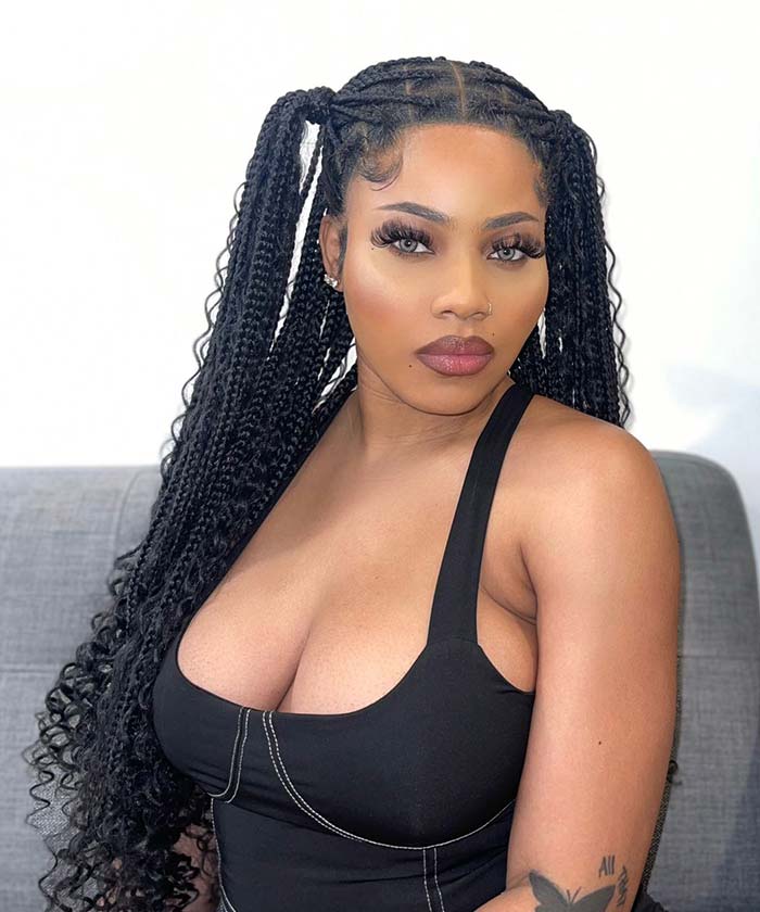 Large Knotless Braids Over Hip-Length 36 Full Double Lace Box Braided Wig