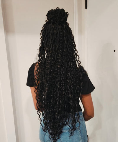 Locs with Curly Ends - FANCIVIVI 32 Inch Boho Curls Locs Braided Wig 2